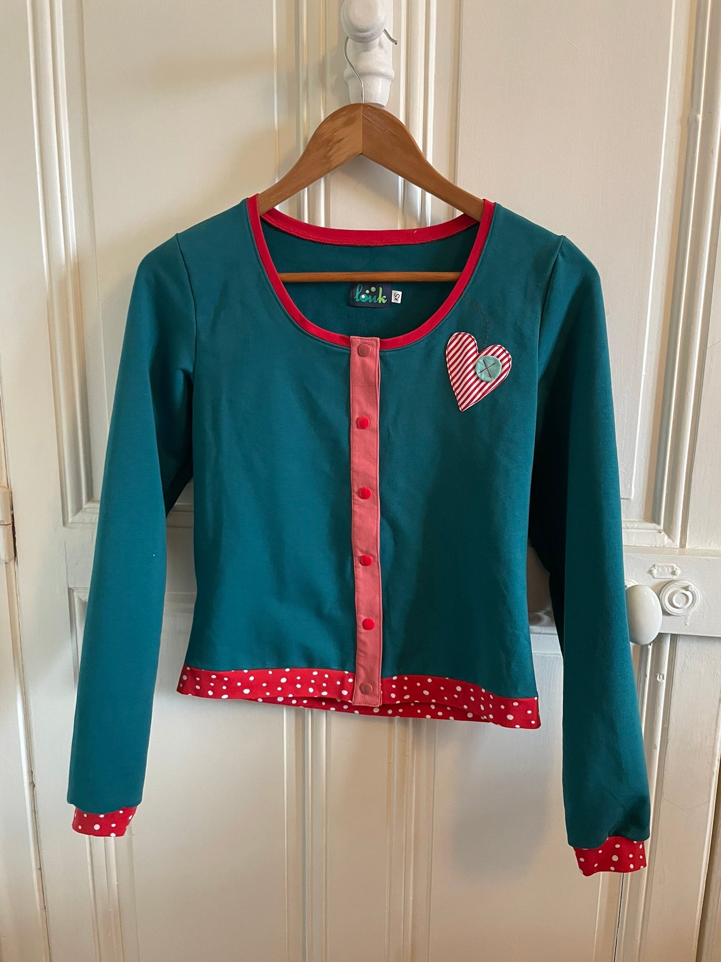 Gilet en french terry canard et détails rouge