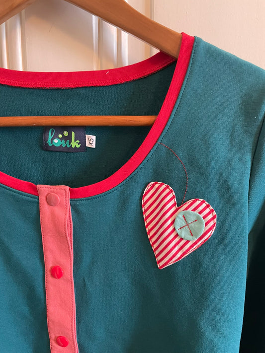 Gilet en french terry canard et détails rouge