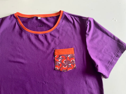 T-shirt homme en coton violet et motif renards
