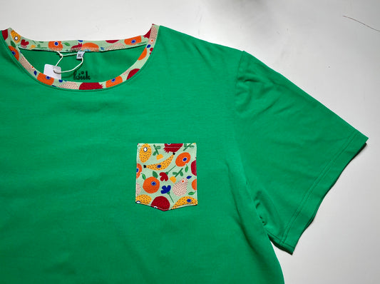 T-shirt homme en coton vert et motifs fruits