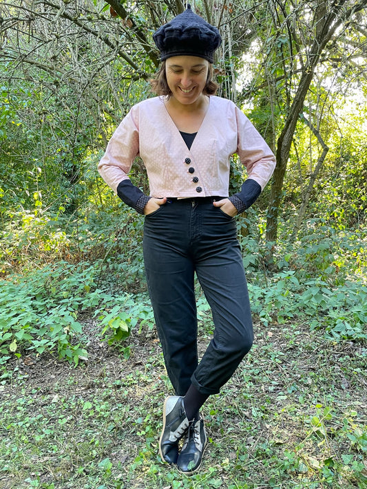 Veste Edith, rose clair et petits pois