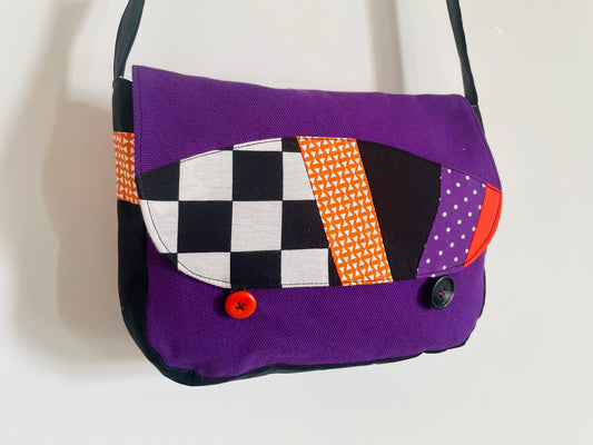 Sac en coton violet et noir